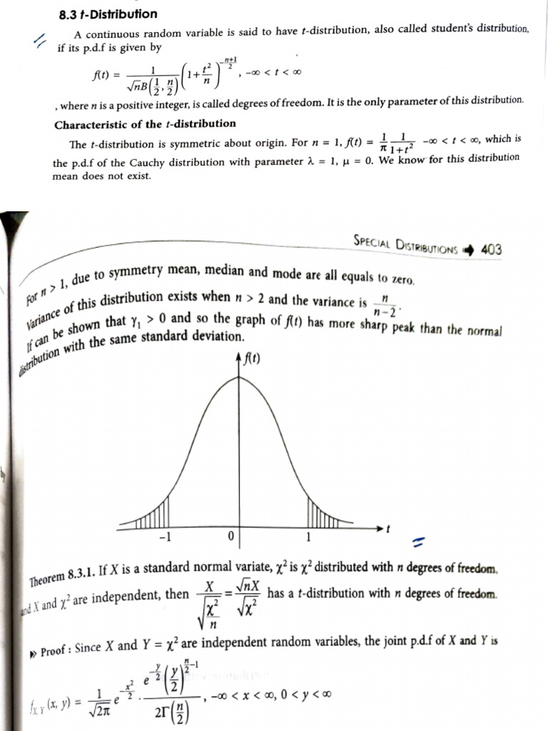 Understanding t-Distribution Basics | PDF | Variance | Statistical Theory