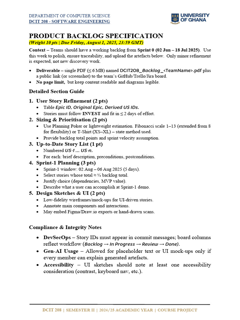 DCIT 208 Software Engineering Project | PDF | Software Engineering ...