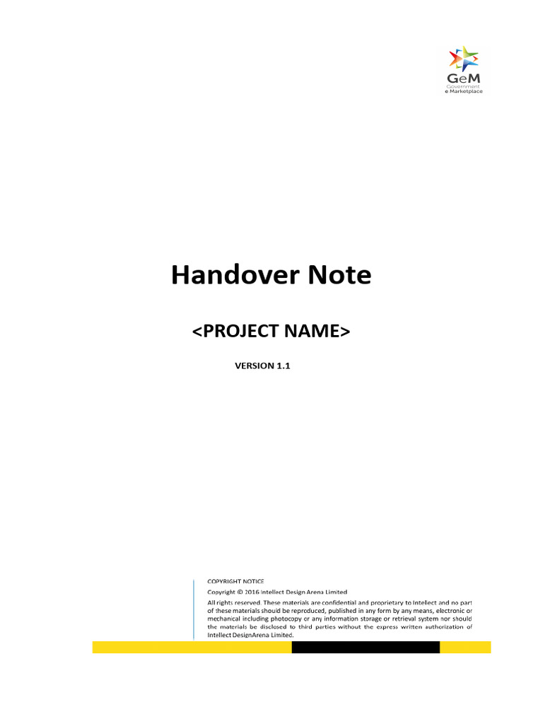 Template-Handover Note V1.1 PDF | PDF | Chess | Chess Theory
