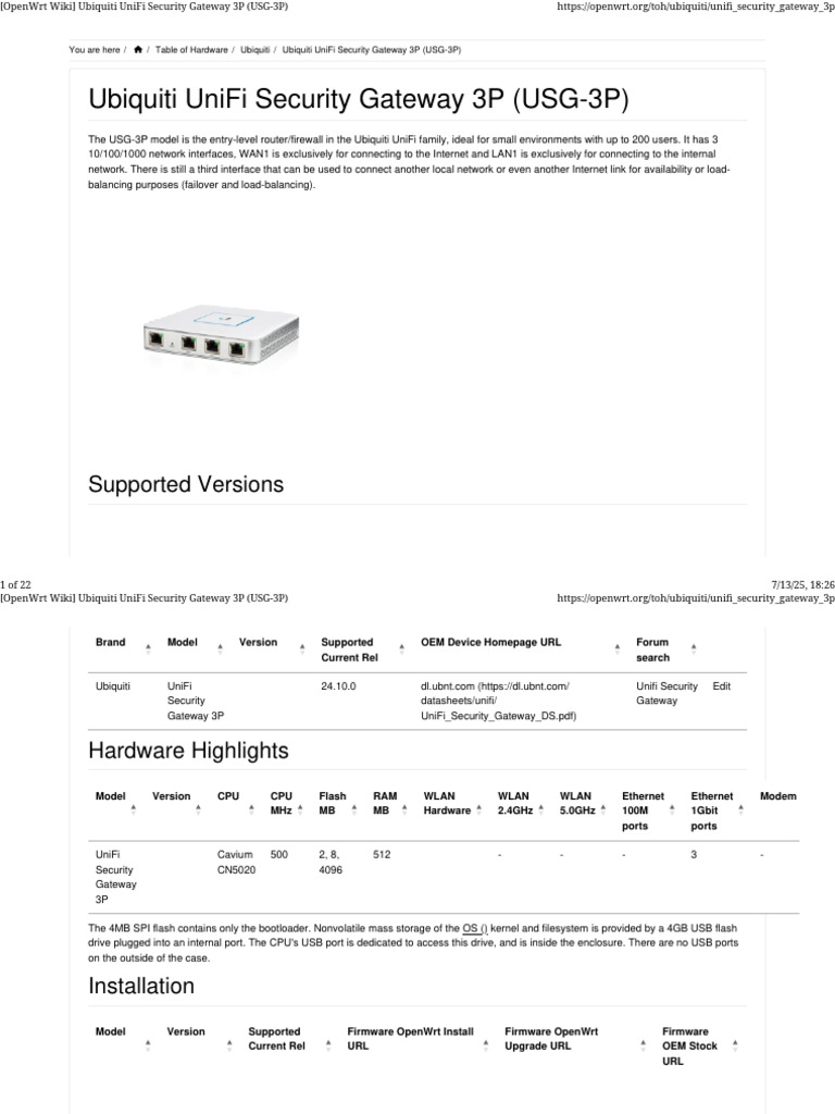 Ubiquiti UniFi Security Gateway 3P Overview | PDF | Cpu Cache | Usb ...