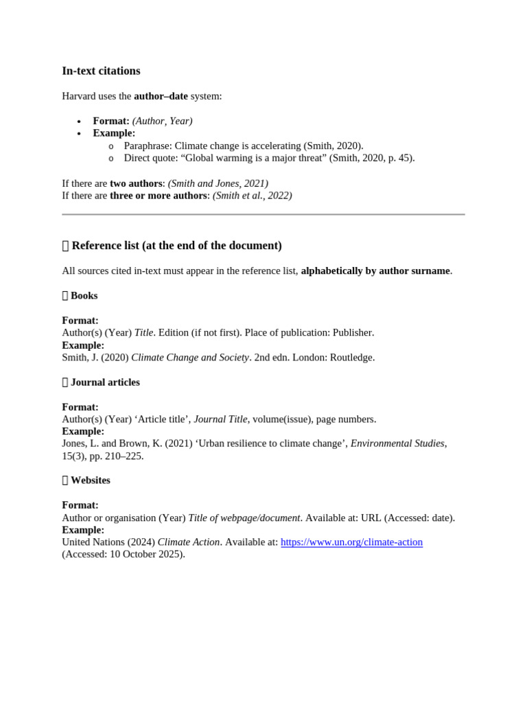 Harvard In-Text Citation Guide | PDF