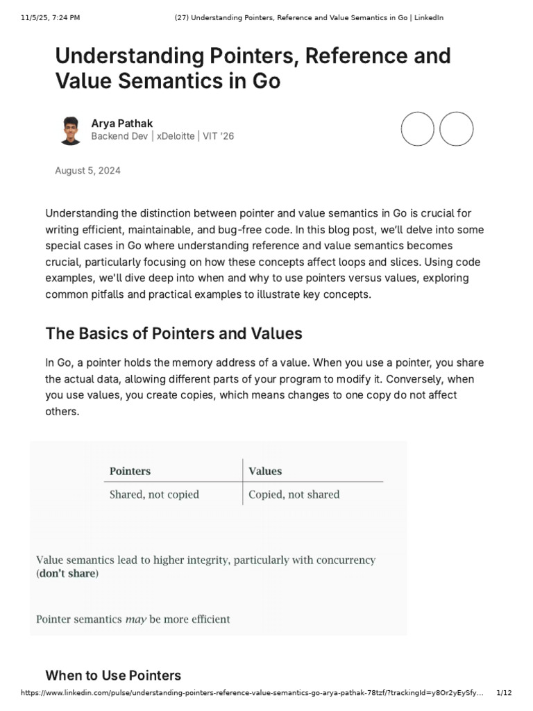 Go Pointers vs. Value Semantics Explained | PDF | Pointer (Computer ...