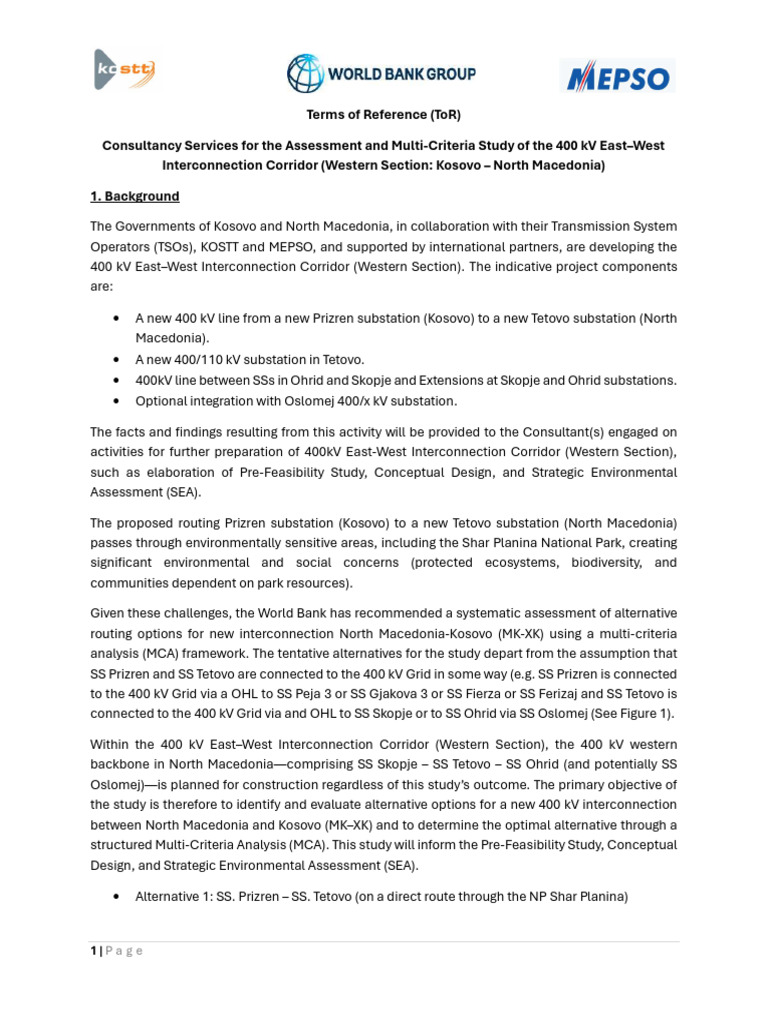 ToR Pre Assessment Final Clean | PDF | Electric Power Transmission