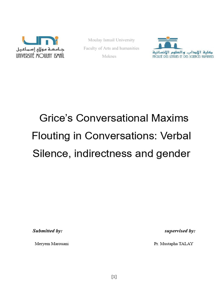 Grice's Maxims: Gender and Indirectness Analysis | PDF | Semiotics ...