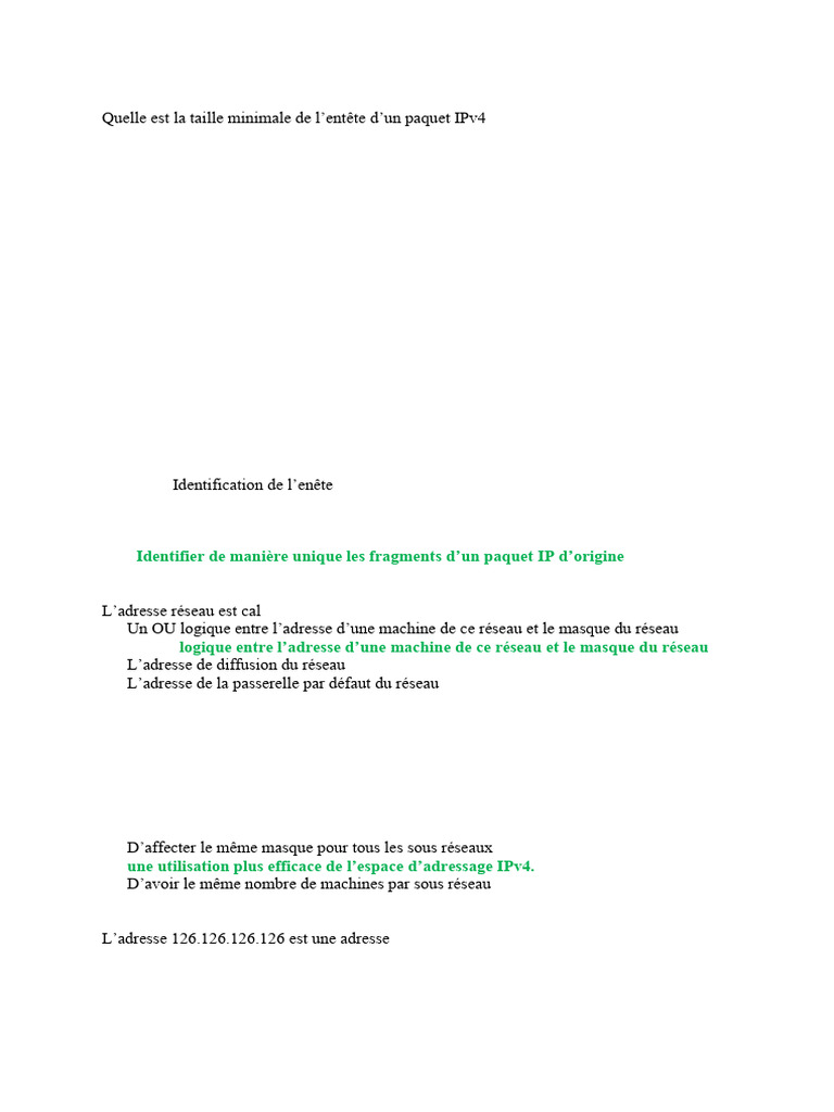 Questions sur IPv4 et IPv6 | PDF | Adresse IP | I Pv6