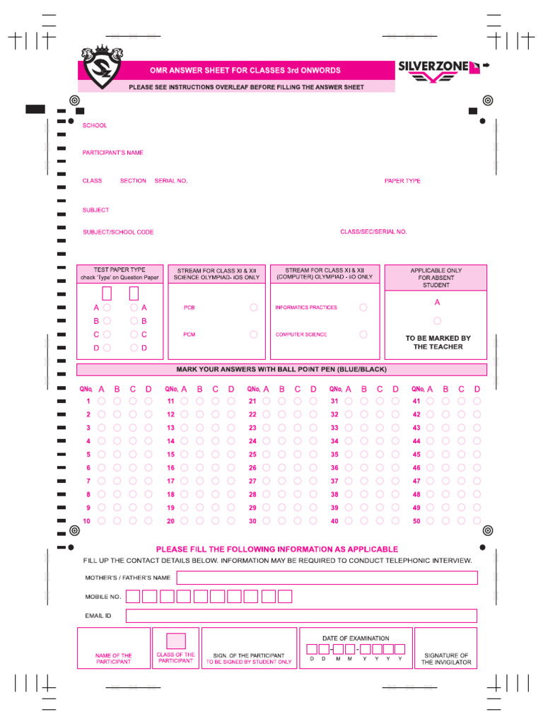 SeniorOMRAnswerSheet PDF | PDF