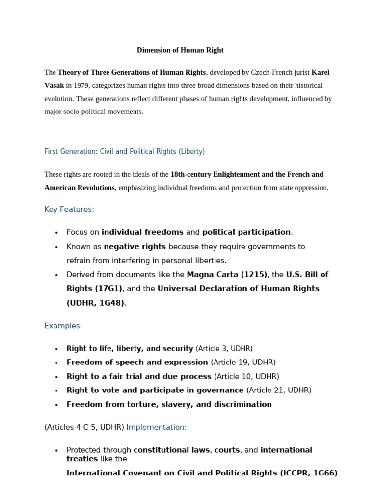 Three Generations of Human Rights Explained | PDF | Human Rights | Rights