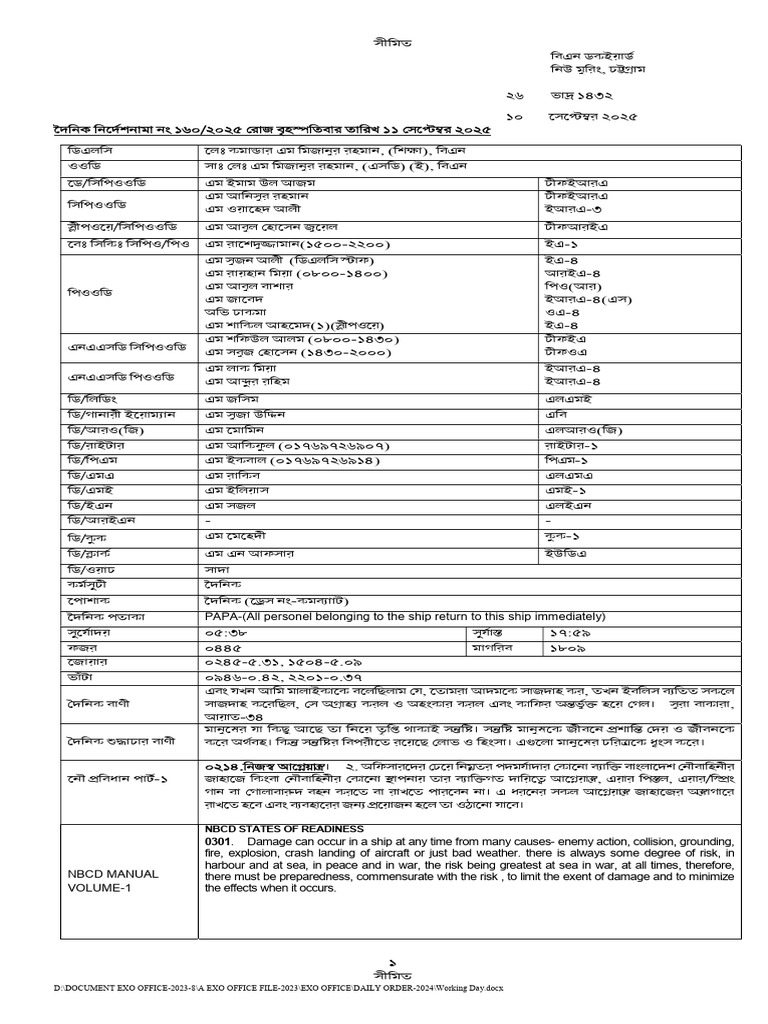 Daily Order and NBCD Manual 2025 | PDF