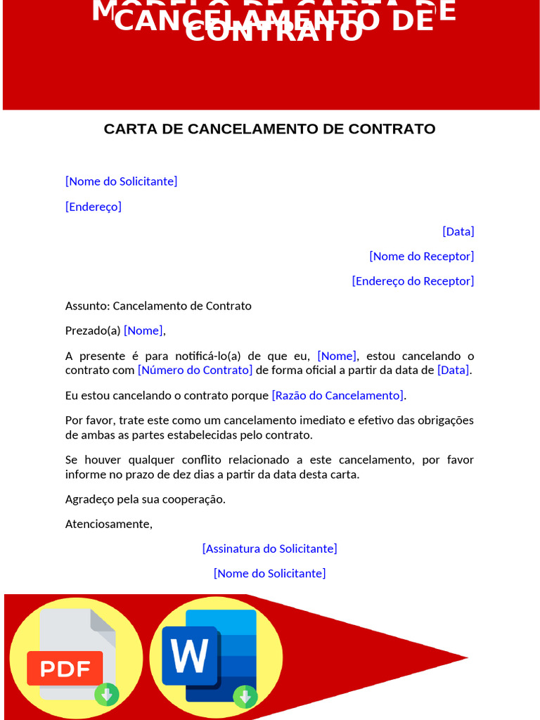 Modelo de Carta de Cancelamento | PDF
