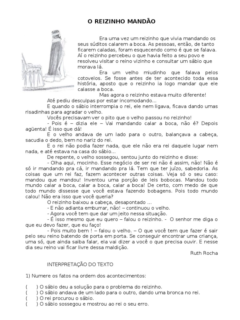 O REIZINHO MANDÃO, Texto, Interpretação e Redação | PDF | Sabedoria
