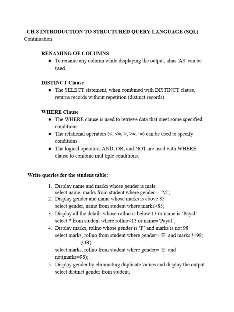 SQL Basics: Queries and Clauses Explained | PDF | Sql | Data Management ...