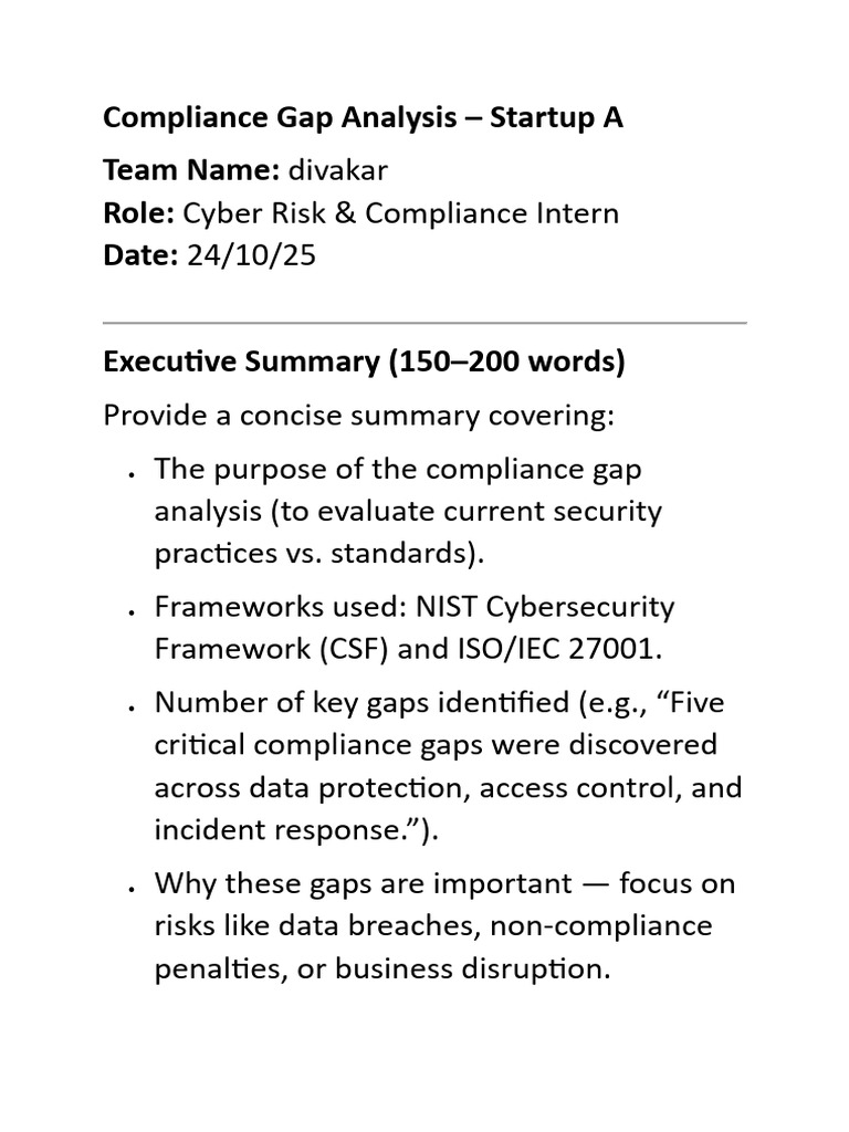 Compliance Gap Analysis for Startup A | PDF | Computer Security | Security