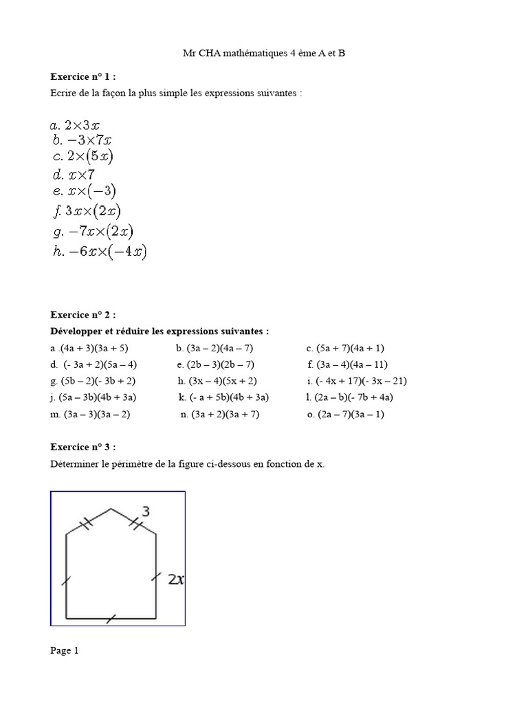 Exercices de mathématiques 4ème A et B | PDF | Triangle | Euclide