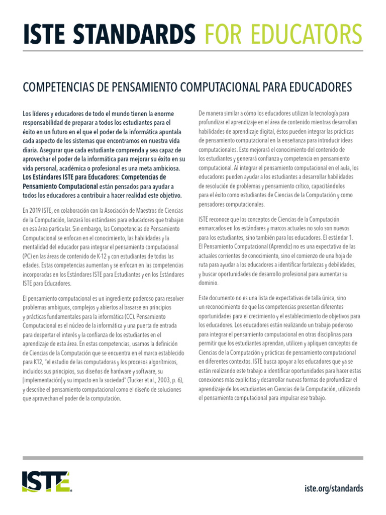ISTE Standards Educators CT Spanish - 1 | PDF | Informática | Ciencias ...