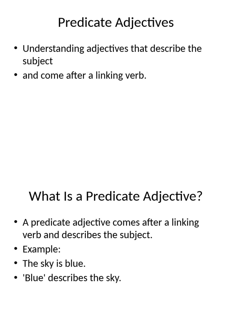 Understanding Predicate Adjectives | PDF