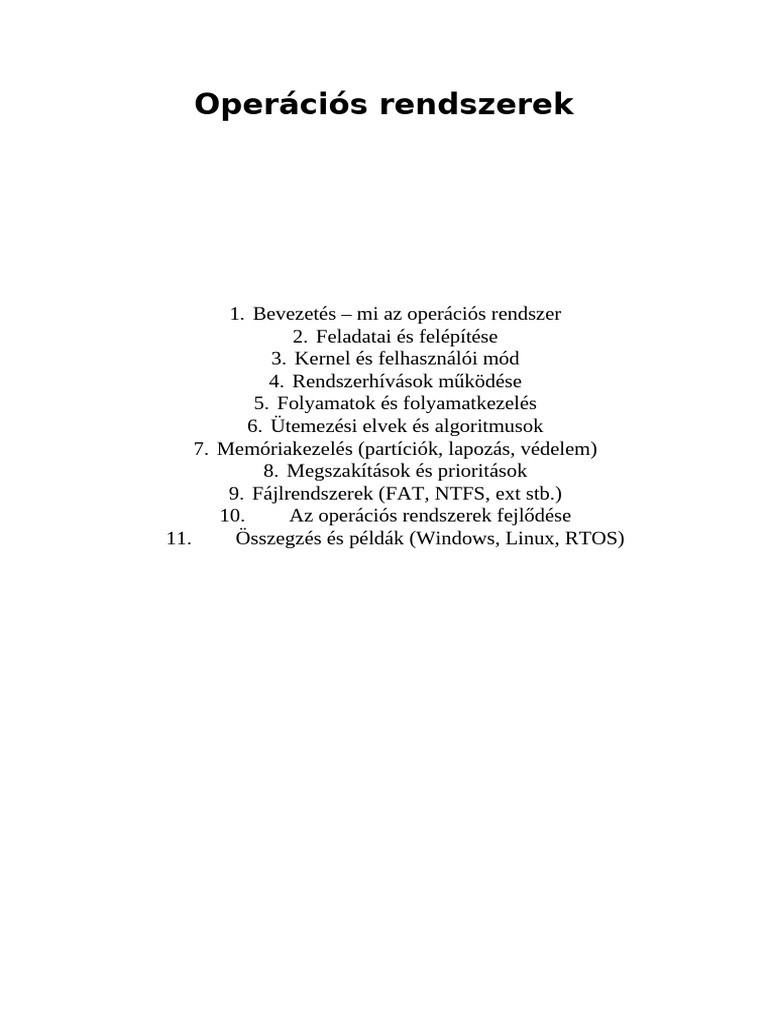 Operációs Rendszerek | PDF