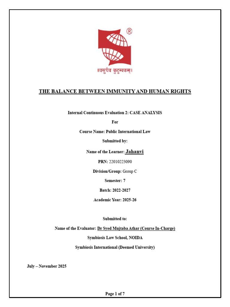 Immunity vs. Human Rights Analysis | PDF | Justice | Crime & Violence