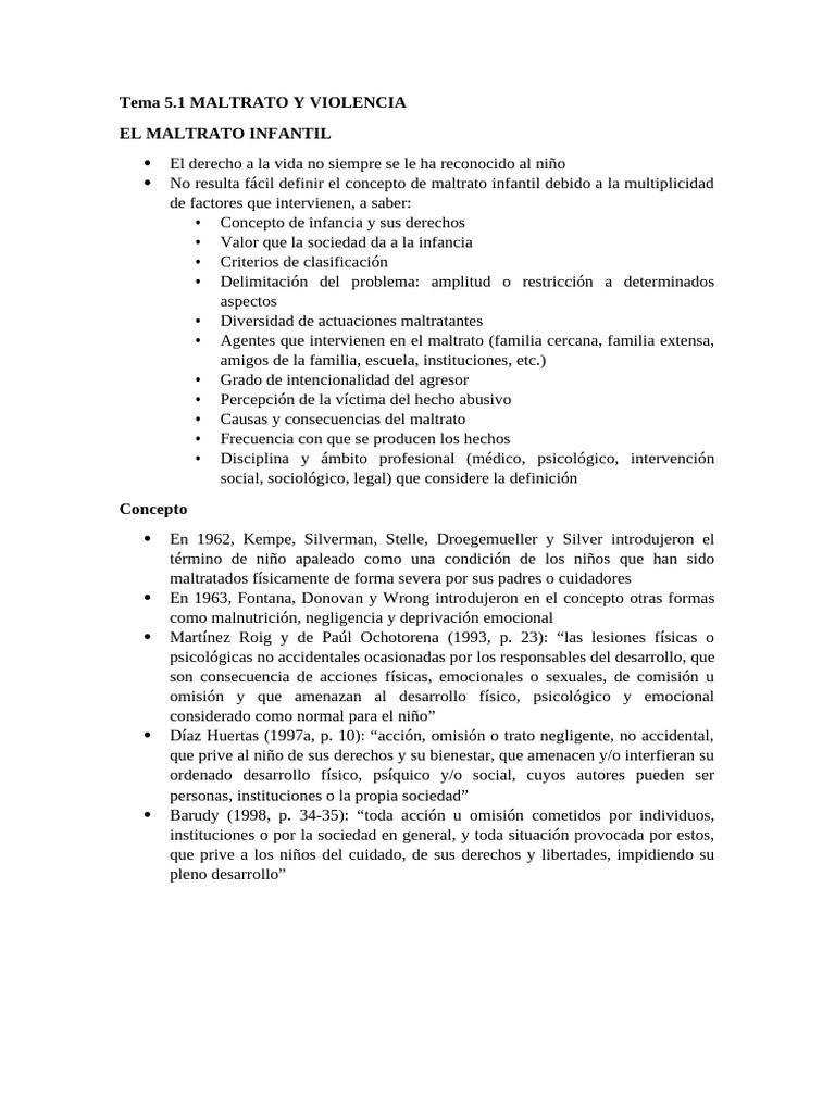 Tema 5.1 Maltrato Y Violencia El Maltrato Infantil | PDF | Abuso ...