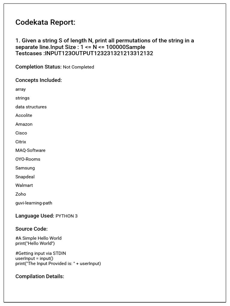 Codekata Report 1714321148470 | PDF