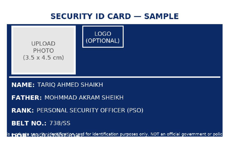 Security Id Card Sample | PDF