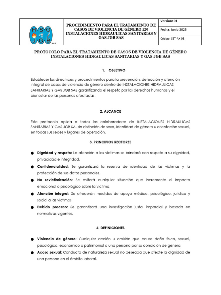 Protocolo de Violencia de Género JGB SAS | PDF | Violencia | Género