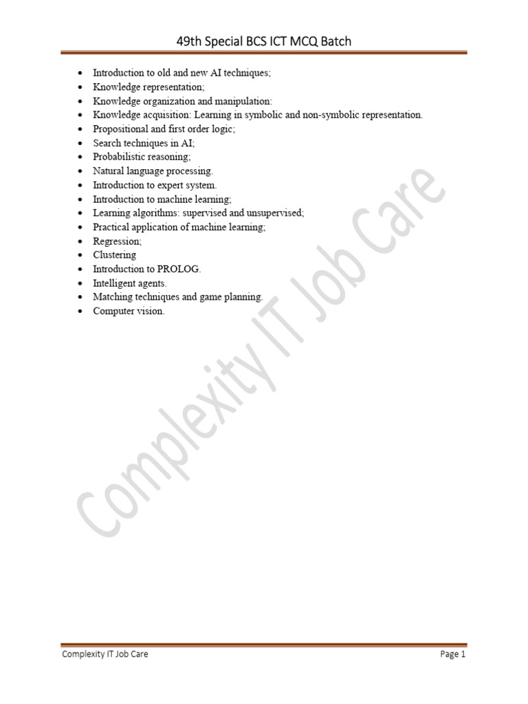 AI Techniques and Knowledge Representation MCQs | PDF | Artificial ...