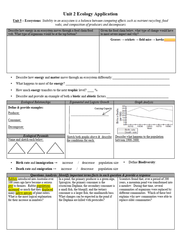 Ecology Study Guide: Energy Flow & Populations | PDF | Food Web | Ecology