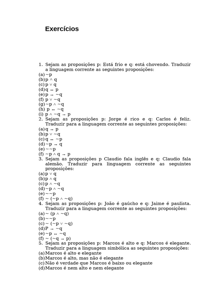 Tradução de Proposições Lógicas e Matemáticas | PDF | Lógica matemática ...
