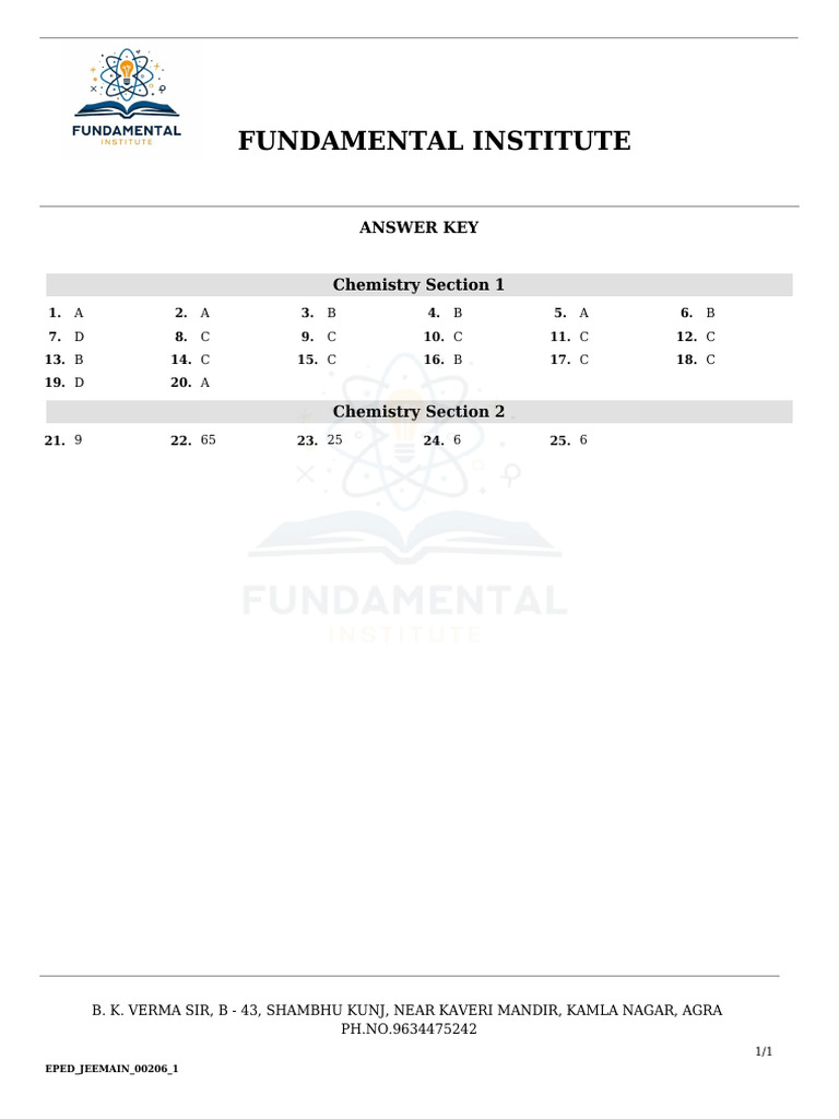 Chemistry Answer 6 | PDF
