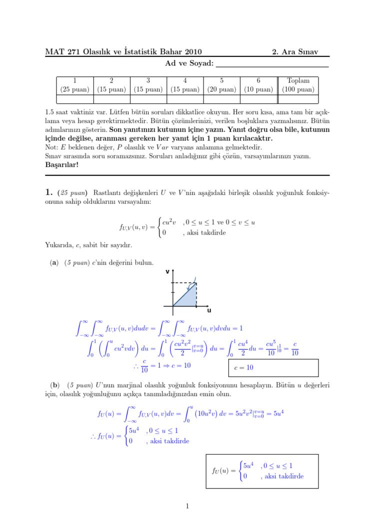 MAT271 Sinav2Cozumler | PDF