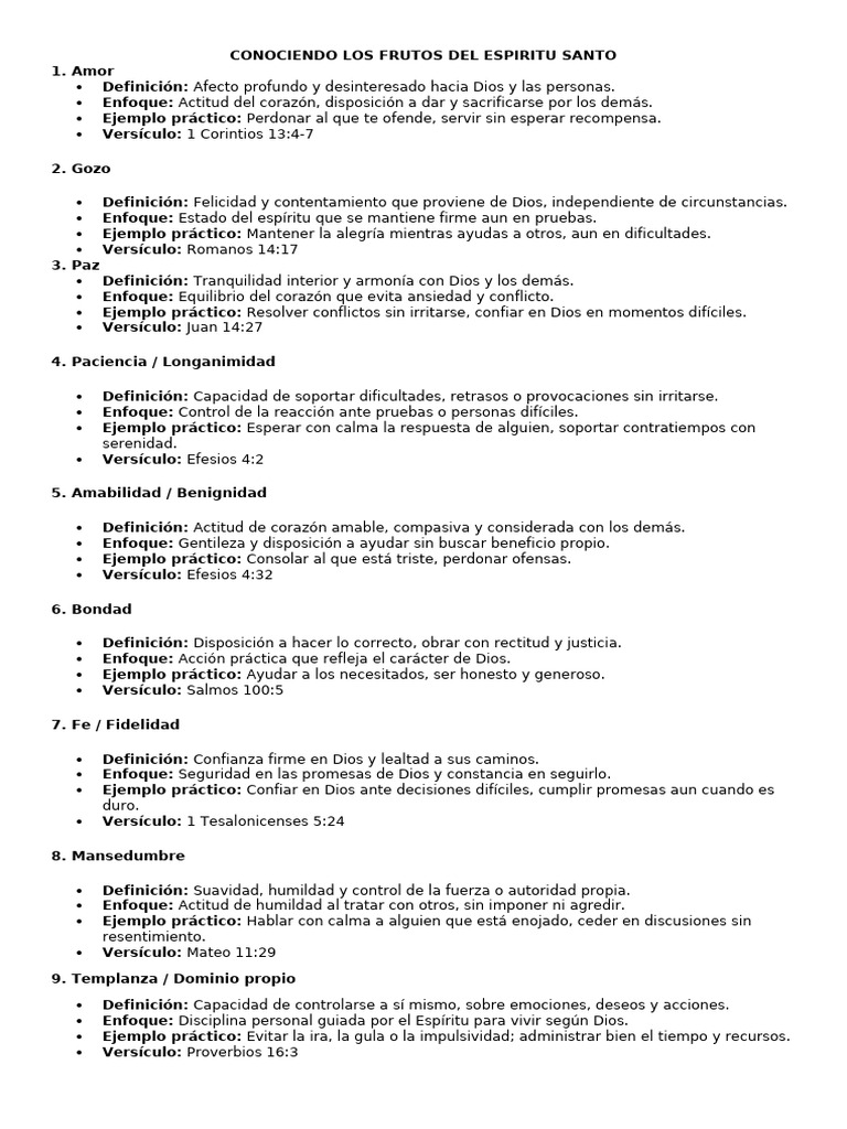 Frutos del Espíritu Santo: Guía Práctica | PDF | Fruto Del Espiritu Santo