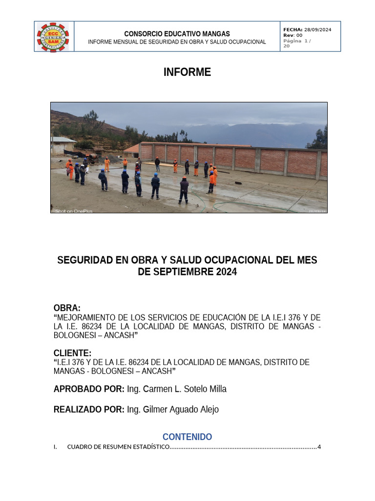 Informe de Seguridad 28-09-2024 | PDF | Seguridad y salud ocupacional ...