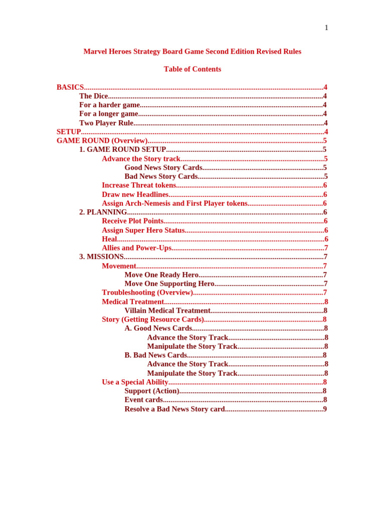 Marvel Heroes Board Game Rules Guide | PDF | Dice