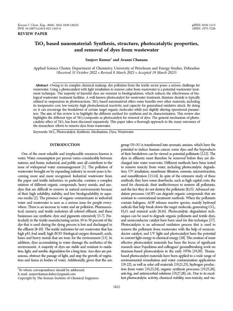 TiO2 Based Nanomaterial Synthesis Structure | PDF | Titanium Dioxide ...