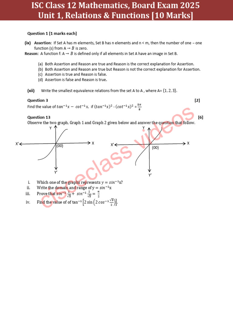 UNit - 1 Relations and Functions W | PDF
