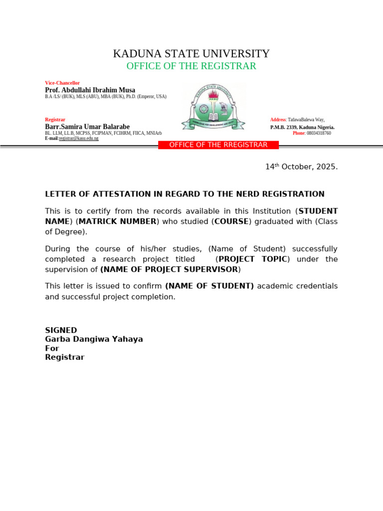 Letter of Attestation | PDF