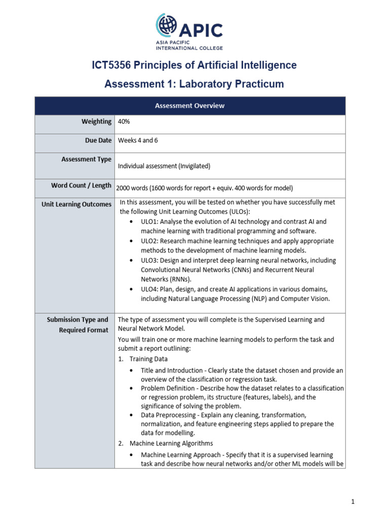 AI Principles: Lab Practicum Guide | PDF | Machine Learning ...