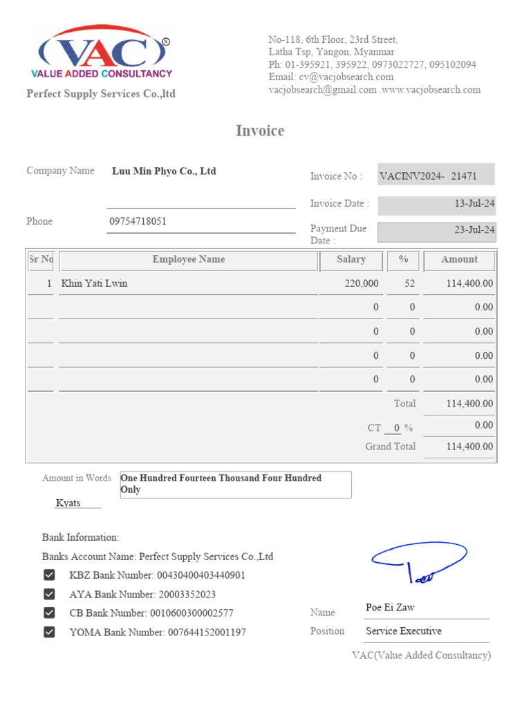 Invoice VACINV2024-21471 Summary | PDF