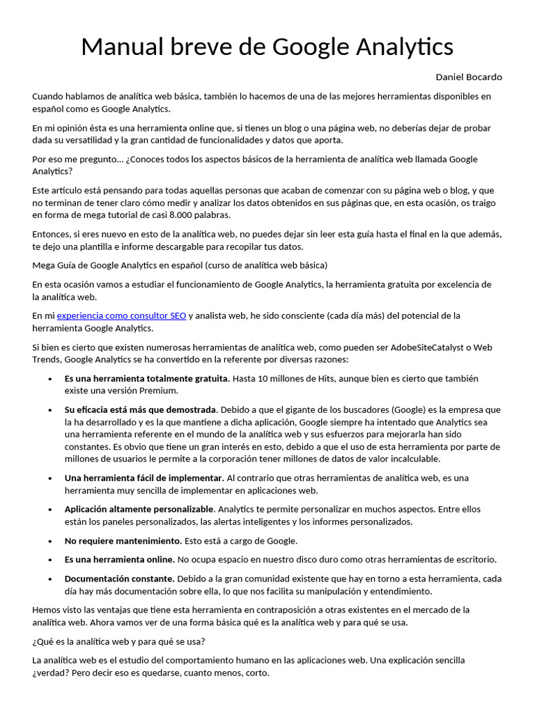 Manual Breve de Google Analytics | PDF | Posicionamiento en buscadores ...