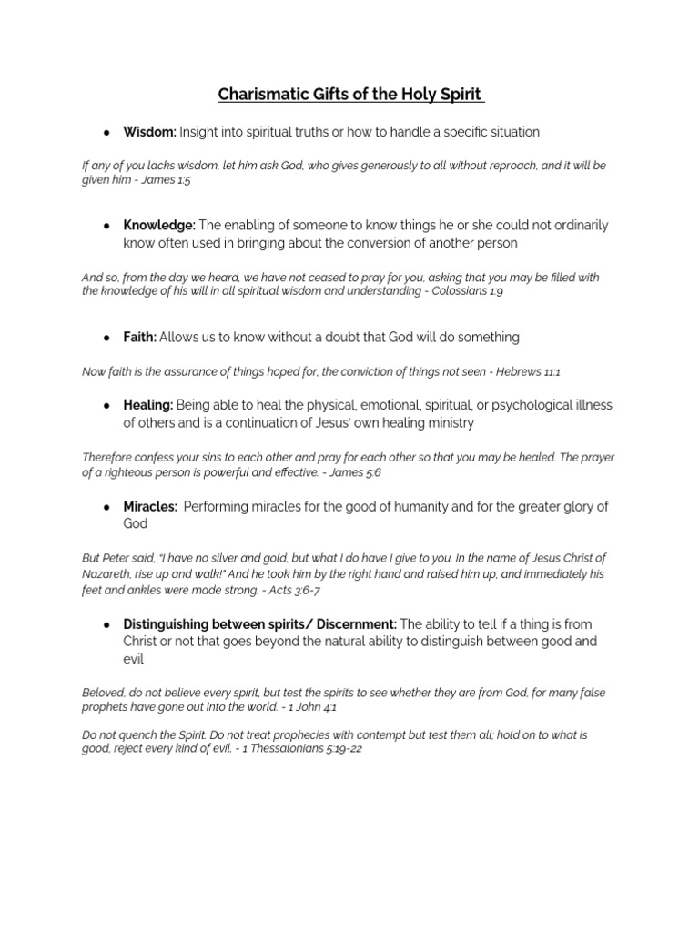 Receiving God's Gifts Handout - Charismatic Gifts | PDF | Spiritual ...