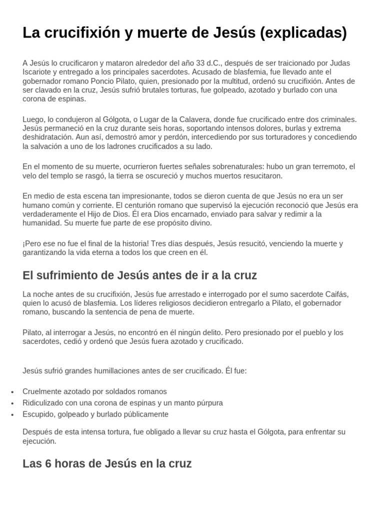 La Crucifixión y Muerte de Jesús EXPLICADAS | PDF | Jesús | Crucifixion ...