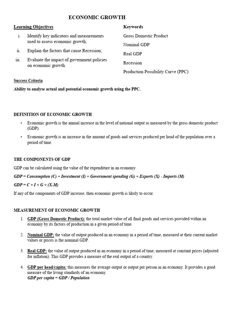 Understanding Economic Growth and Recession | PDF | Gross Domestic ...