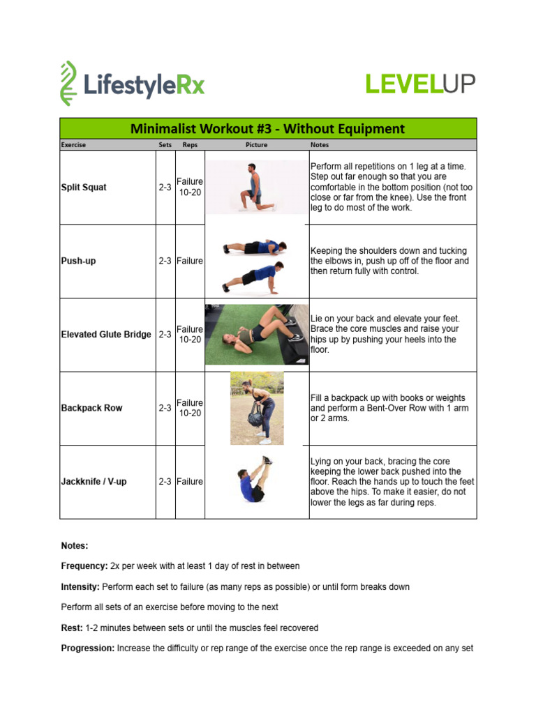 Minimalist No-Equipment Workout Guide | PDF | Strength Training | Physical Exercise
