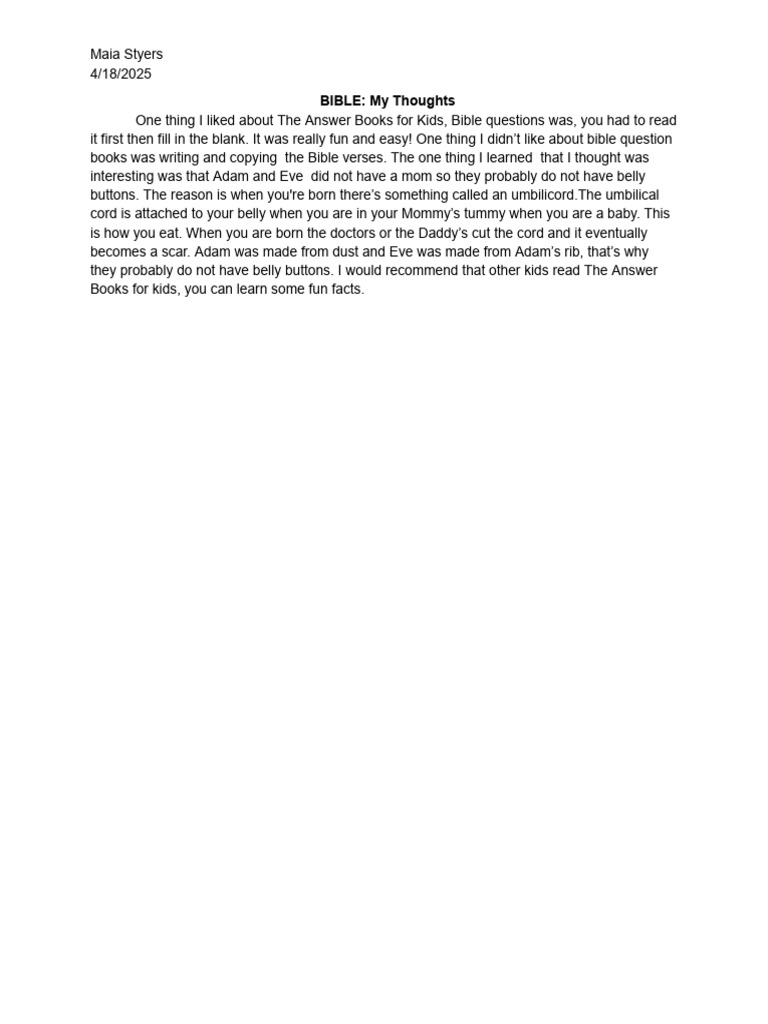 BIBLE - My Thoughts | PDF