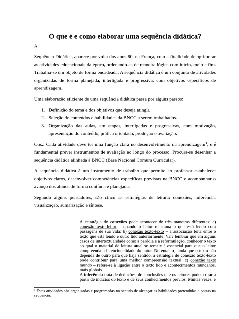 Elaboração de Sequência Didática | PDF