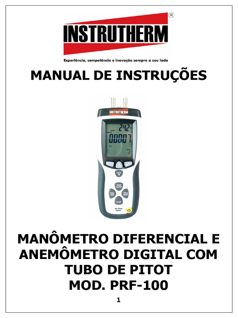 Manual do Manômetro e Anemômetro PRF-100 | PDF