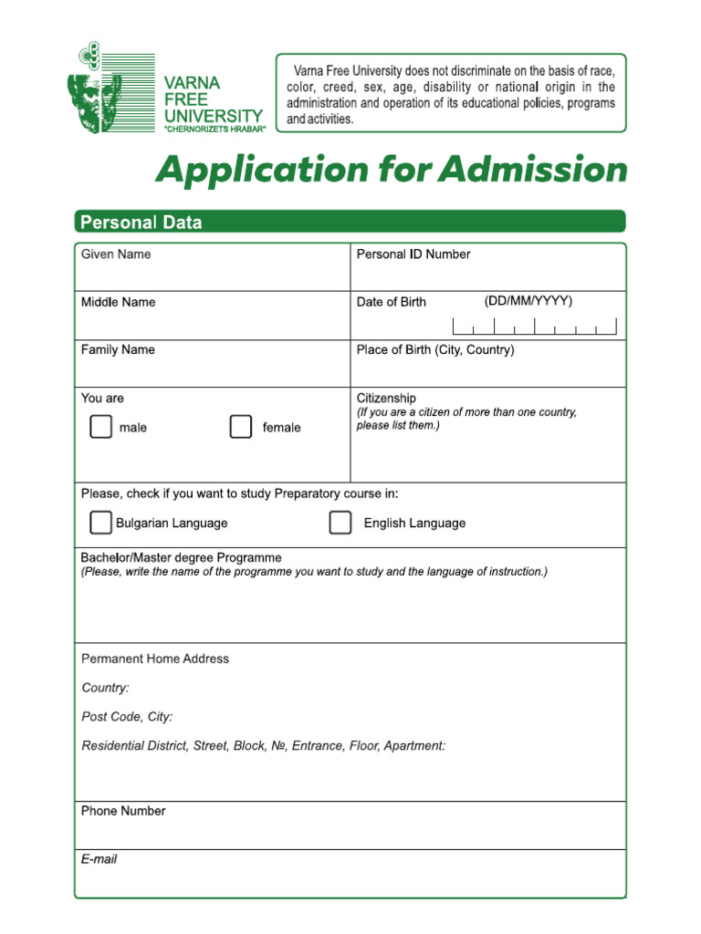Application For Admission 2025 | PDF