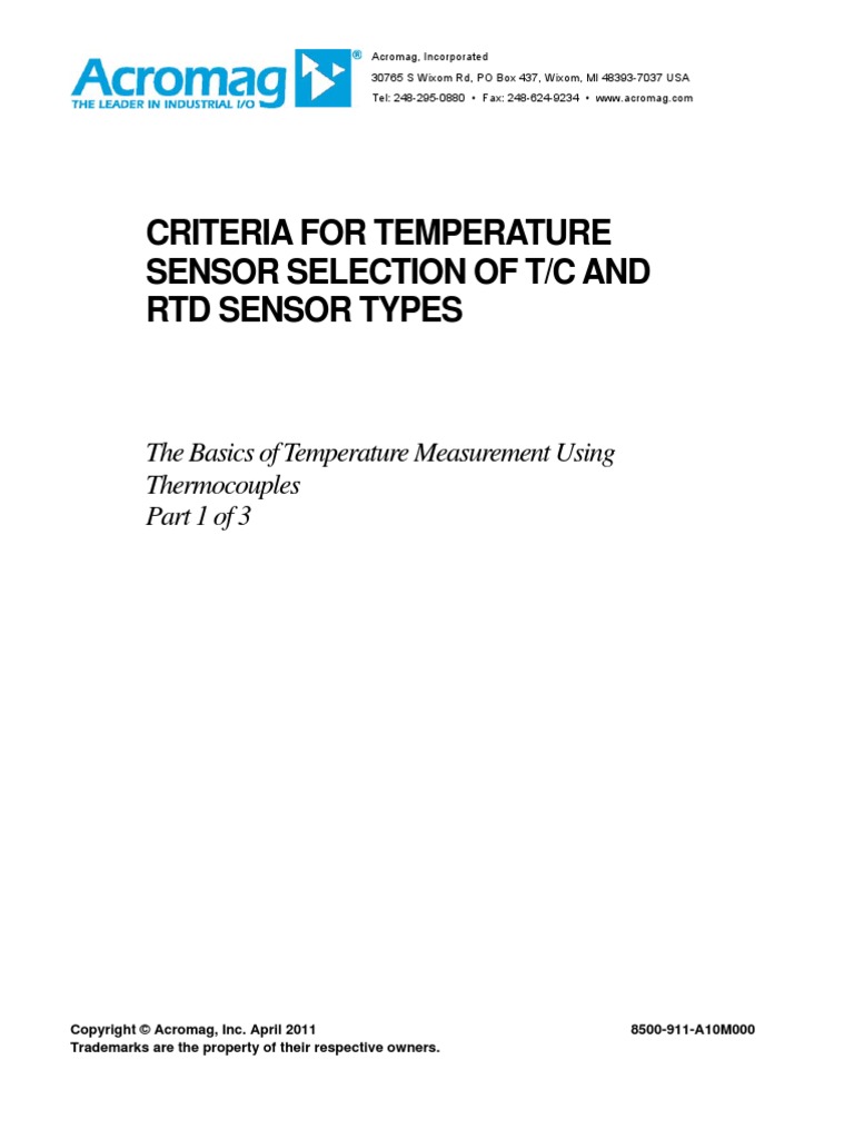 Thermocouple Basics for Temperature Measurement | PDF | Thermocouple ...