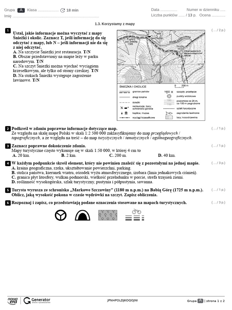1.3. Korzystamy Z Mapy Test (Z Widoczną Punktacją) | PDF