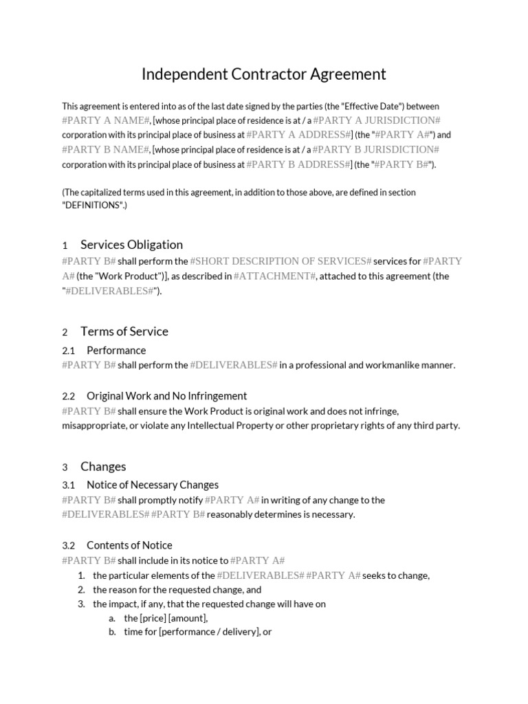 Independent Contractor Agreement Template | PDF | Indemnity | Legal Remedy
